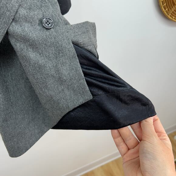 $598 See by Chloe Gray Black Belted Button Up Collared Long Sleeve Mini Dress 6 - Picture 7 of 9